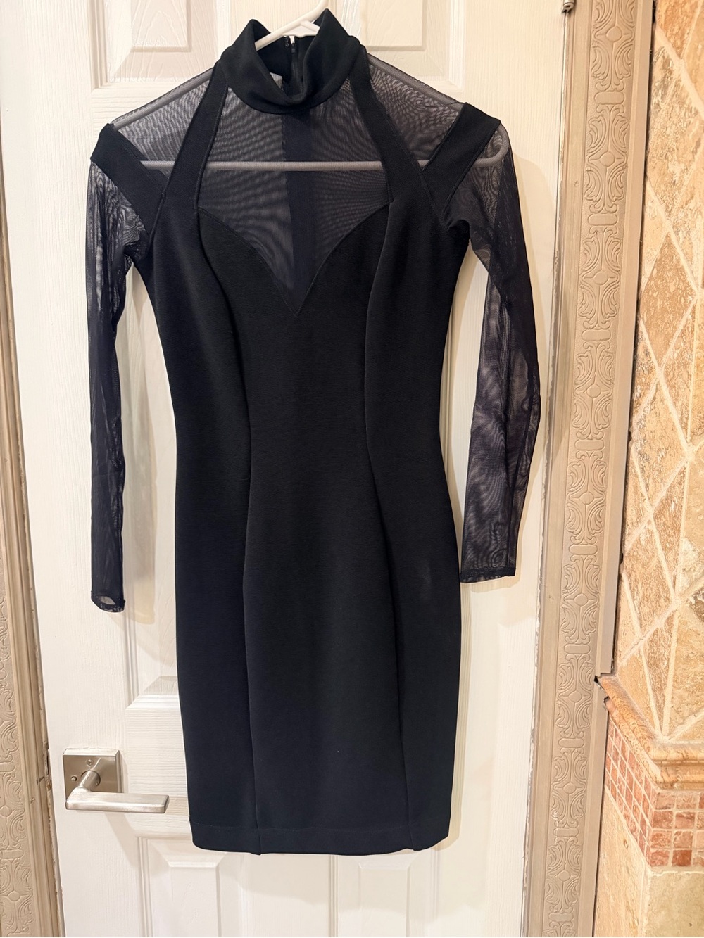 Tadashi Shoji Black Sheer-Sleeve Bodycon Dress